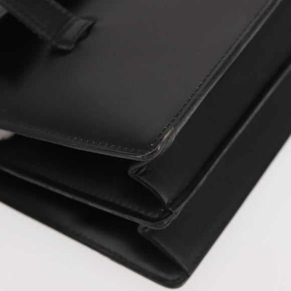 Christian Dior Hand Bag Leather Black Gold Auth 144209