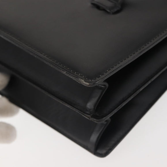 Christian Dior Hand Bag Leather Black Gold Auth 144209