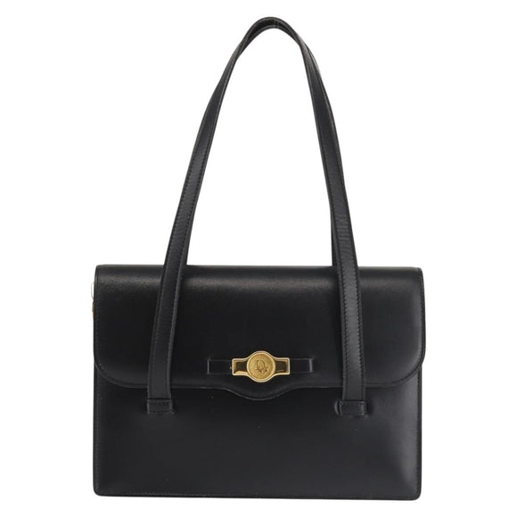 Christian Dior Hand Bag Leather Black Gold Auth 144209