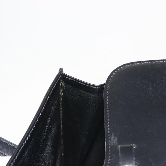 Christian Dior Hand Bag Leather Black Gold Auth 144209