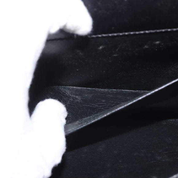 Christian Dior Hand Bag Leather Black Gold Auth 144209