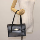 Christian Dior Hand Bag Leather Black Gold Auth 144209-24