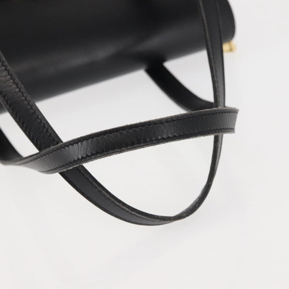 Christian Dior Hand Bag Leather Black Gold Auth 144209