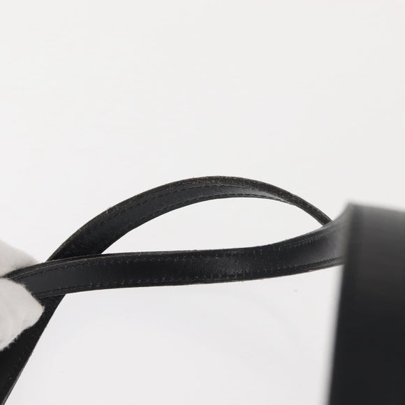 Christian Dior Hand Bag Leather Black Gold Auth 144209