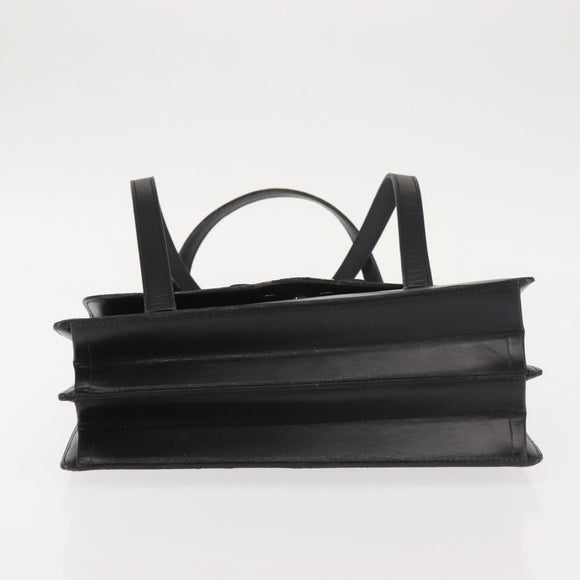 Christian Dior Hand Bag Leather Black Gold Auth 144209