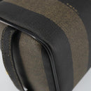 FENDI Pecan Canvas Clutch Bag PVC Black Brown gold Auth 144211-11