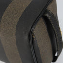 FENDI Pecan Canvas Clutch Bag PVC Black Brown gold Auth 144211-12