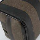 FENDI Pecan Canvas Clutch Tasche PVC Schwarz Braun Gold Auth 144211-16
