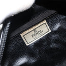 FENDI Pecan Canvas Clutch Bag PVC Black Brown gold Auth 144211-16