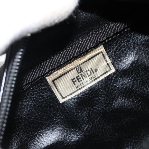 FENDI Pecan Canvas Clutch Tasche PVC Schwarz Braun Gold Auth 144211