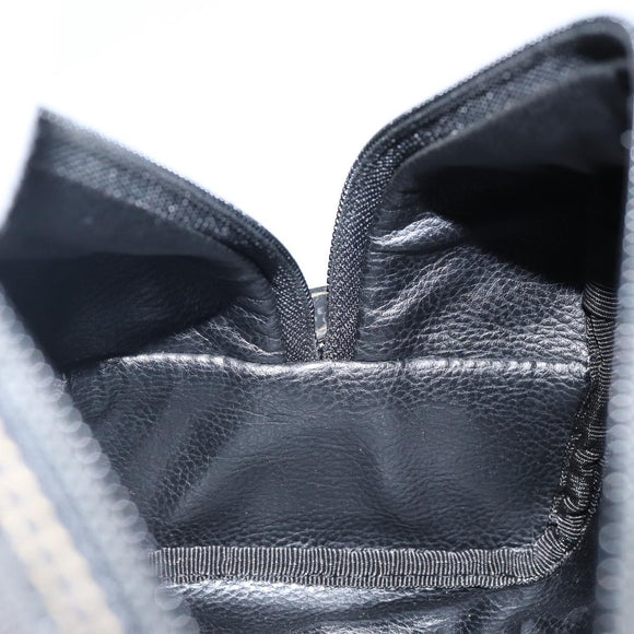 FENDI Pecan Canvas Clutch Bag PVC Black Brown gold Auth 144211