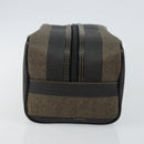 FENDI Pecan Canvas Clutch Bag PVC Black Brown gold Auth 144211-4