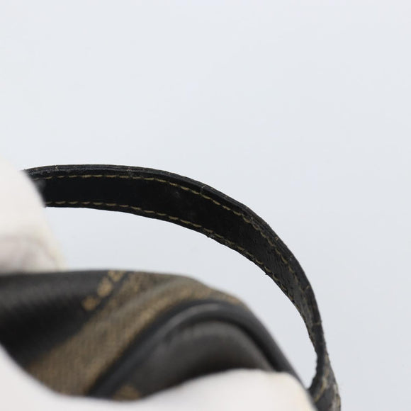 FENDI Pecan Canvas Clutch Bag PVC Black Brown gold Auth 144211