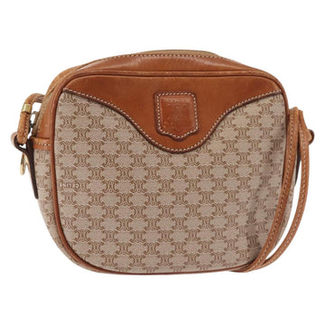 CELINE Macadam Canvas Shoulder Bag PVC Beige Gold Auth 144212