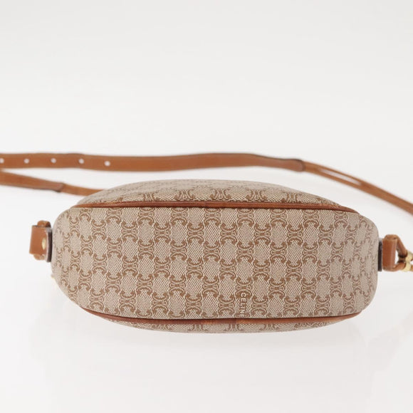 CELINE Macadam Canvas Shoulder Bag PVC Beige Gold Auth 144212