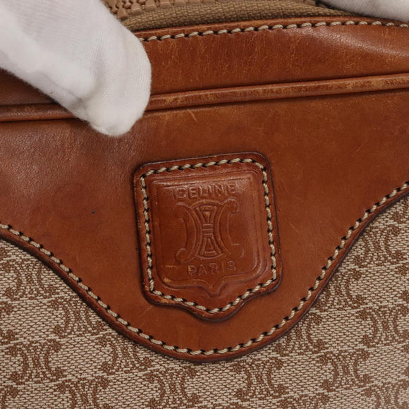 CELINE Macadam Canvas Shoulder Bag PVC Beige Gold Auth 144212