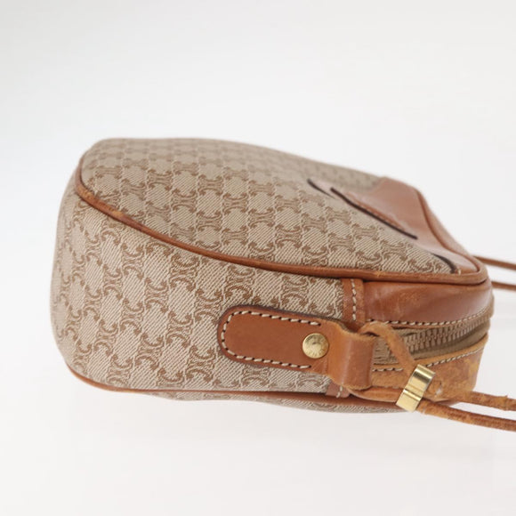 CELINE Macadam Canvas Shoulder Bag PVC Beige Gold Auth 144212