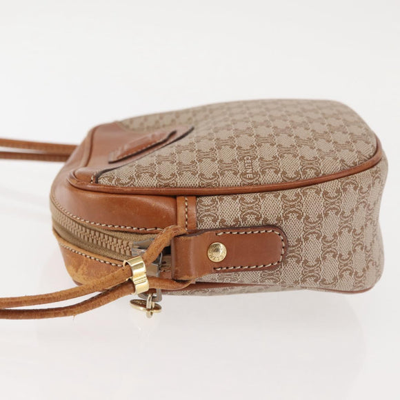 CELINE Macadam Canvas Shoulder Bag PVC Beige Gold Auth 144212