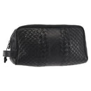 BOTTEGA VENETA INTRECCIATO Clutch Bag Leather Black Auth 144213-1
