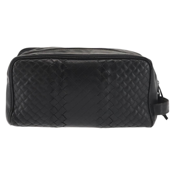 BOTTEGA VENETA INTRECCIATO Clutch Bag Leather Black Auth 144213