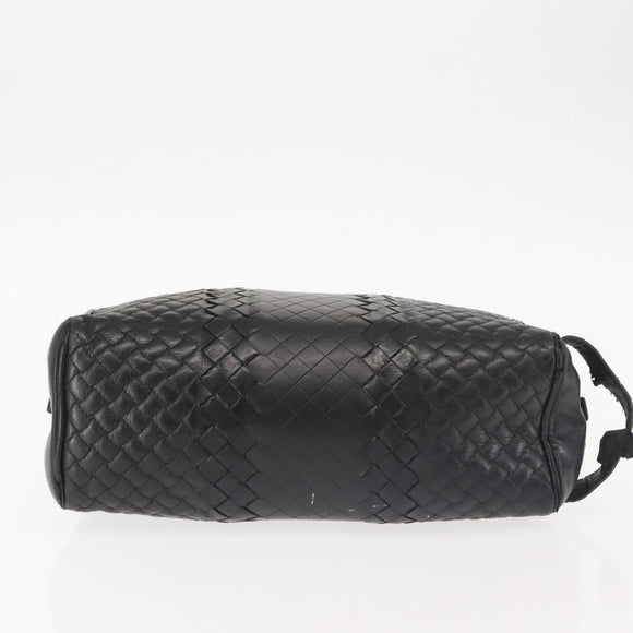 BOTTEGA VENETA INTRECCIATO Clutch Bag Leather Black Auth 144213