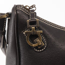 Salvatore Ferragamo Gancini Shoulder Bag Leather Dark Brown Auth 144214-17