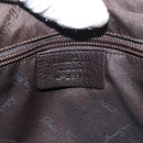 Salvatore Ferragamo Gancini Shoulder Bag Leather Dark Brown Auth 144214-12