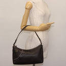 Salvatore Ferragamo Gancini Shoulder Bag Leather Dark Brown Auth 144214-21