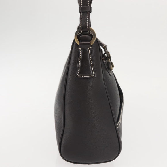 Salvatore Ferragamo Gancini Shoulder Bag Leather Dark Brown Auth 144214