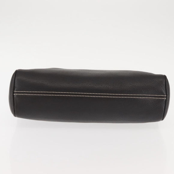 Salvatore Ferragamo Gancini Shoulder Bag Leather Dark Brown Auth 144214