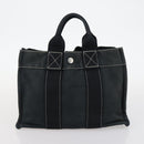 HERMES Fourre Tout Hand Bag Canvas 2Set Gray Black Auth 144215-10