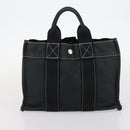 HERMES Fourre Tout Hand Bag Canvas 2Set Gray Black Auth 144215-11