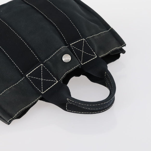 HERMES Fourre Tout Hand Bag Canvas 2Set Gray Black Auth 144215