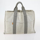HERMES Fourre Tout Hand Bag Canvas 2Set Gray Black Auth 144215-2