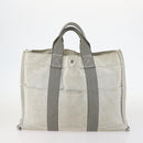 HERMES Fourre Tout Hand Bag Canvas 2Set Gray Black Auth 144215-3