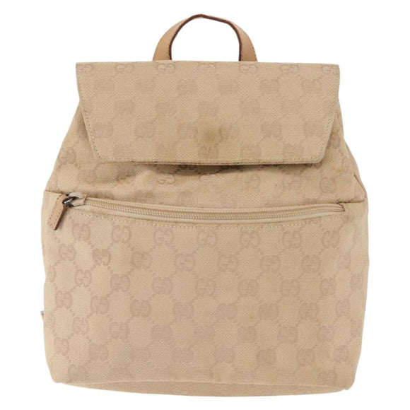 GUCCI GG Canvas Backpack Beige Silver 003 0242 Auth 144218