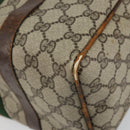 GUCCI GG Supreme Web Sherry Line Boston Bag PVC Beige Gold Auth 144221-9