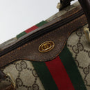 GUCCI GG Supreme Web Sherry Line Boston Bag PVC Beige Gold Auth 144221-19