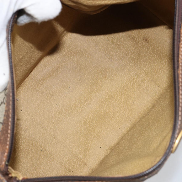 GUCCI GG Supreme Web Sherry Line Boston Bag PVC Beige Gold Auth 144221