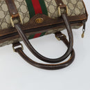 GUCCI GG Supreme Web Sherry Line Boston Bag PVC Beige Gold Auth 144221-7
