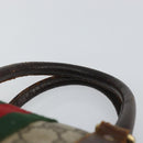 GUCCI GG Supreme Web Sherry Line Boston Bag PVC Beige Gold Auth 144221-8