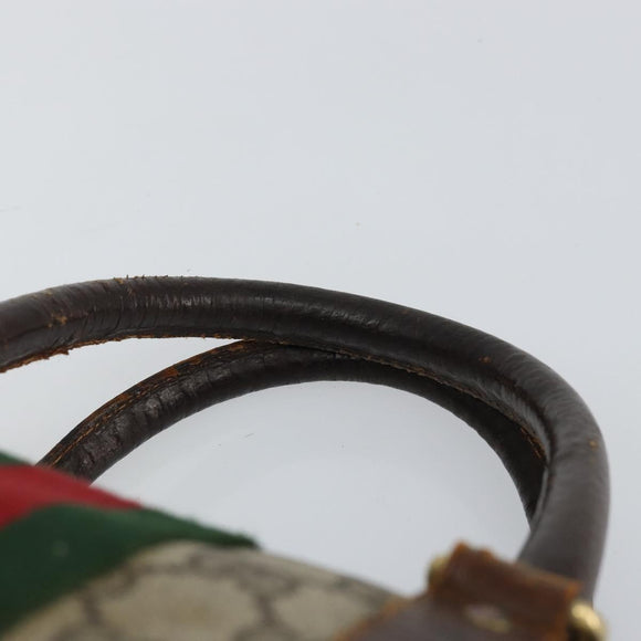 GUCCI GG Supreme Web Sherry Line Boston Bag PVC Beige Gold Auth 144221