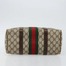 GUCCI GG Supreme Web Sherry Line Boston Bag PVC Beige Gold Auth 144221-5