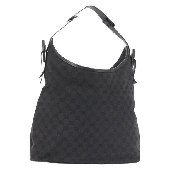 GUCCI GG Canvas Shoulder Bag Black Silver 106242 Auth 144224