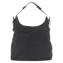GUCCI GG Canvas Shoulder Bag Black Silver 106242 Auth 144224-13