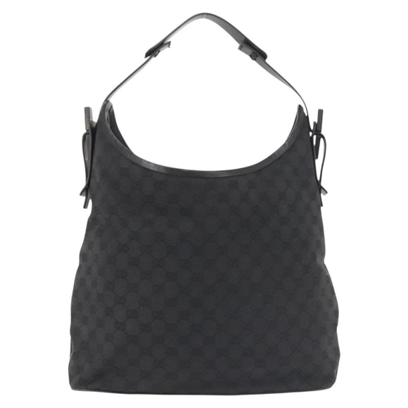 GUCCI GG Canvas Shoulder Bag Black Silver 106242 Auth 144224