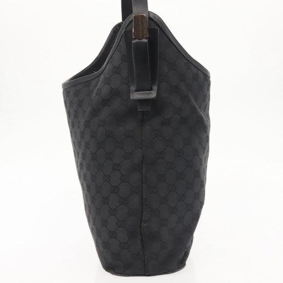 GUCCI GG Canvas Shoulder Bag Black Silver 106242 Auth 144224