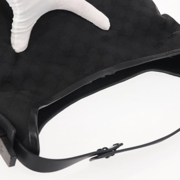 GUCCI GG Canvas Shoulder Bag Black Silver 106242 Auth 144224