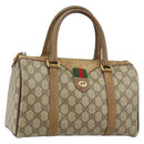 GUCCI GG Supreme Web Sherry Line Boston Bag PVC Beige Gold 40 02 006 Auth 144227-1