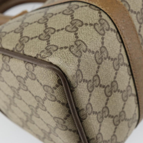 GUCCI GG Supreme Web Sherry Line Boston Bag PVC Beige Gold 40 02 006 Auth 144227